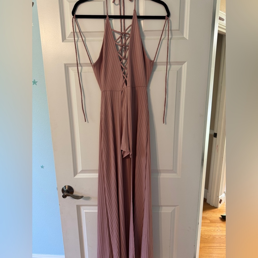 Fashion Nova Mauve Lace-Up Dress